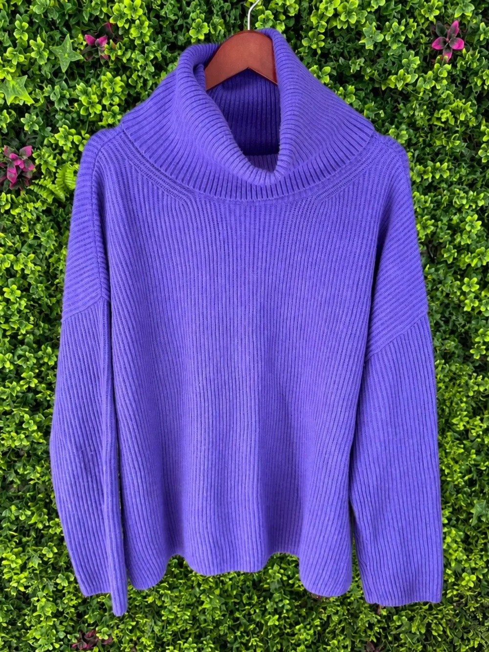 Banana Republic Italian Wool Cashmere Blend Purple Oversized Sweater XL
